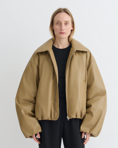 Asger - Padded Okobor™ Alt-Leather Jacket - Muted Khaki