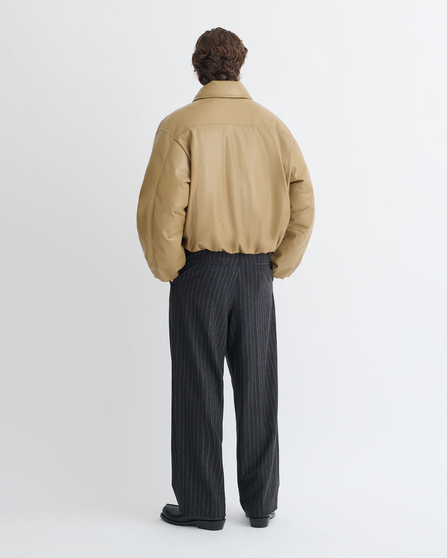 Asger - Padded Okobor™ Alt-Leather Jacket - Muted Khaki