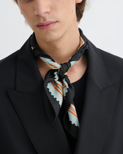 Shoul - Printed Silk Scarf - Black/Roses