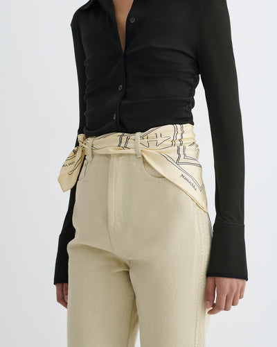 Shoul - Printed Silk Scarf - Symbol Argyle Creme/Black