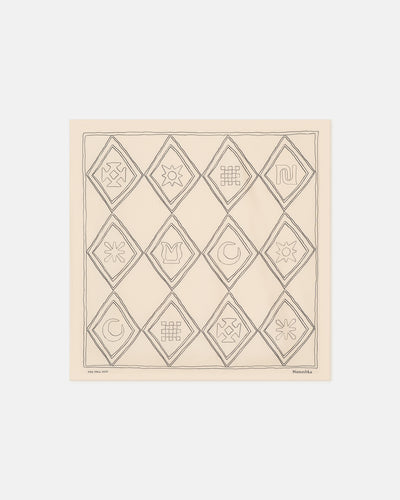 Shoul - Printed Silk Scarf - Symbol Argyle Creme/Black