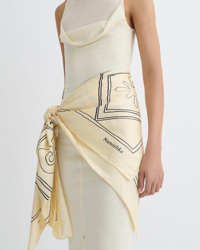 Miani - Printed Silk Scarf - Symbol Argyle Creme/Black