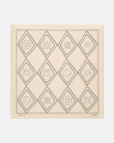 Miani - Printed Silk Scarf - Symbol Argyle Creme/Black