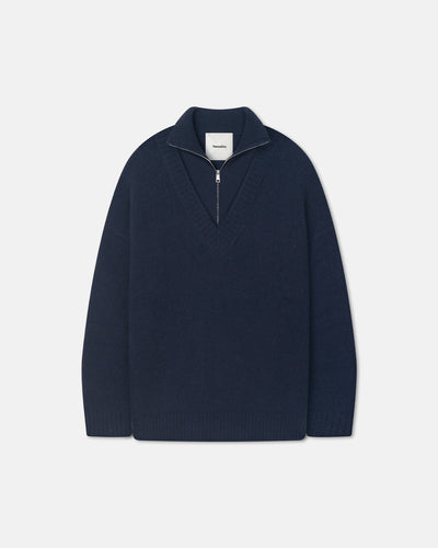 Kylen - Contrast Brushed Merino Sweater - Navy