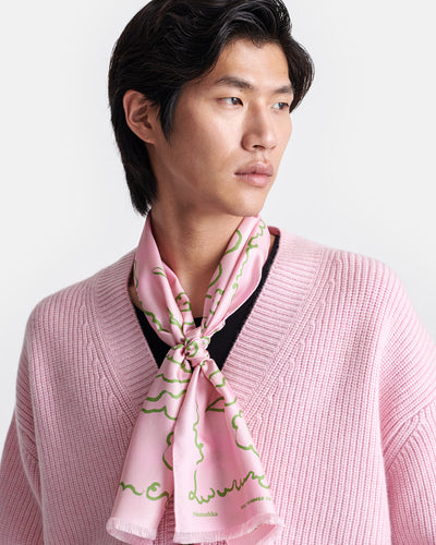 Mazu - Printed Silk Scarf - Cloud Pink