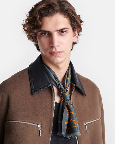 Mazu - Printed Silk Scarf - Cloud Black