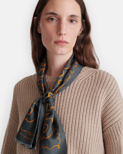 Mazu - Printed Silk Scarf - Cloud Black