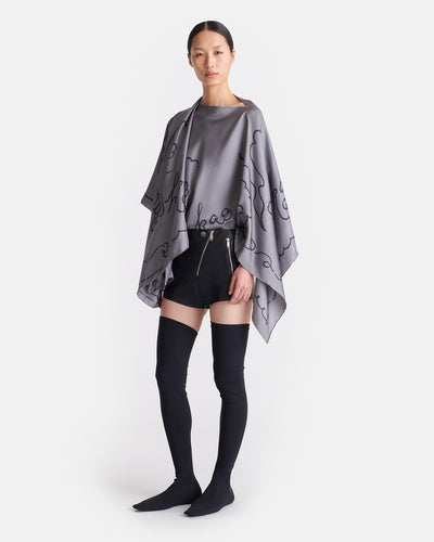 Sukey - Oversized Printed Silk Scarf - Cloud Grey