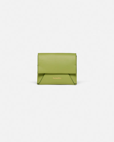 Folded - Leather Cardholder - Lime/Moonbeam