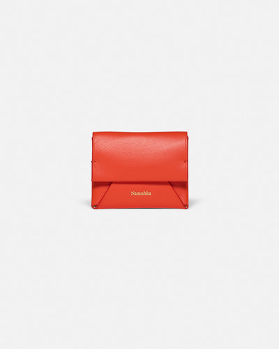 Folded - Leather Cardholder - Red/Moonbeam
