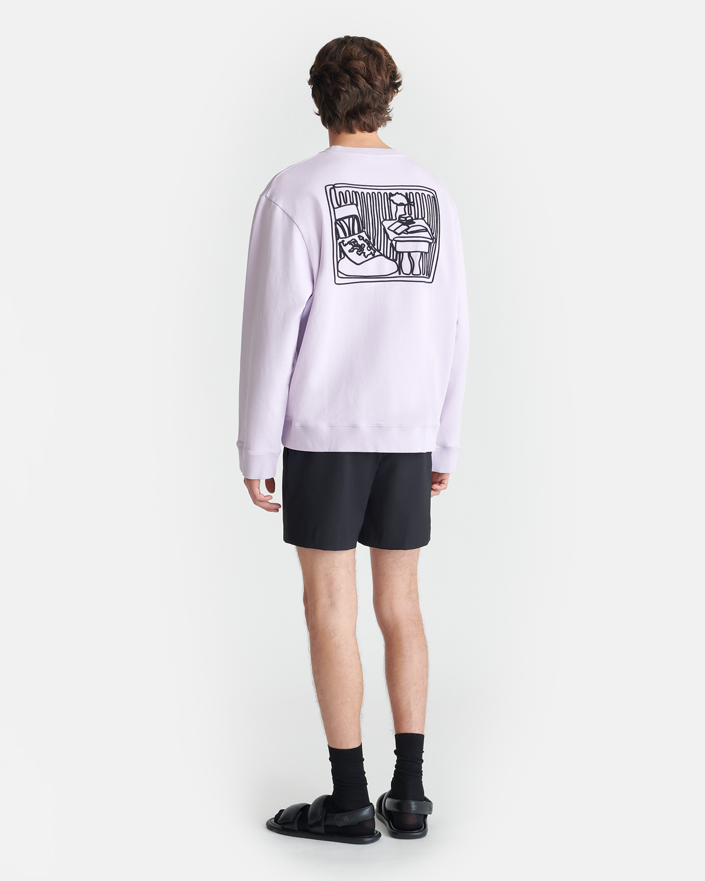 Remy - Printed Cotton-Fleece Sweatshirt - Lilac/Black/Books