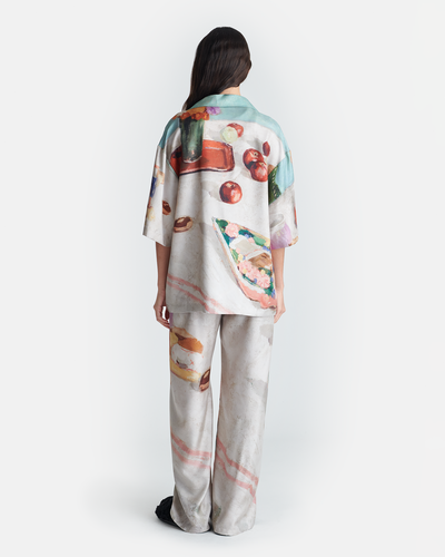 Brenda - Printed Silk Twill Pants - Gingerbread Heart