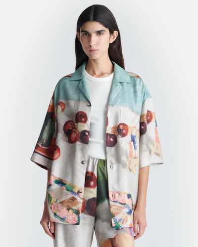 Caspian - Printed Silk Twill Shirt - Gingerbread Heart