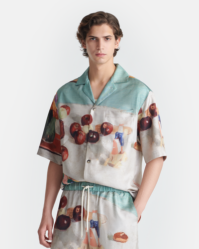 Caspian - Printed Silk Twill Shirt - Gingerbread Heart