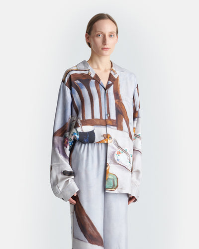 Sebler - Printed Silk Twill Shirt - Poppyseed Cake