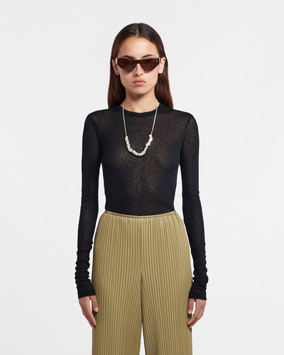 Lymee - Mesh-Jersey Top - Black