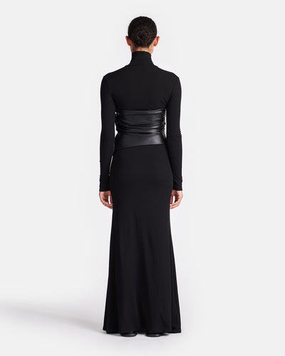 Amabel - Mesh Jersey And Okobor™ Alt-Leather Maxi Dress - Black
