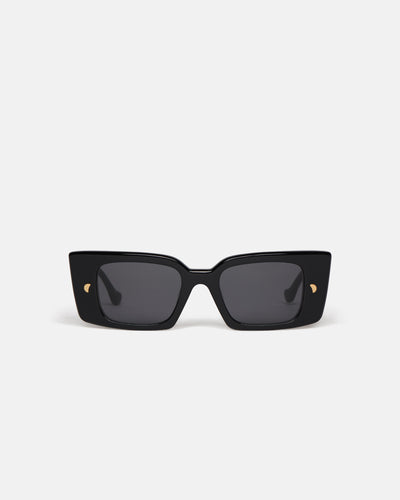 Carmel - Bio-Plastic Rectangle-Frame Sunglasses - Black