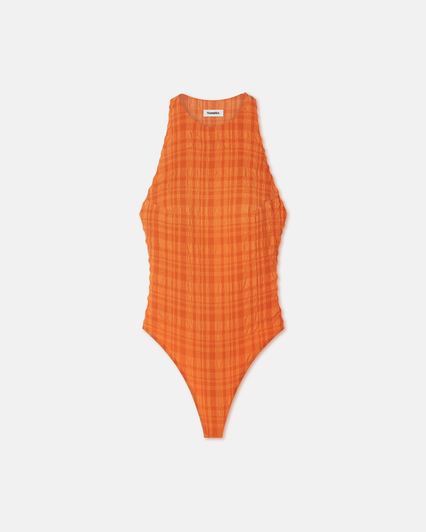 Irina - Seersucker Bodysuit - Sunset Orange