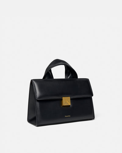 The SANDI Lock - Top Handle Bag - Black