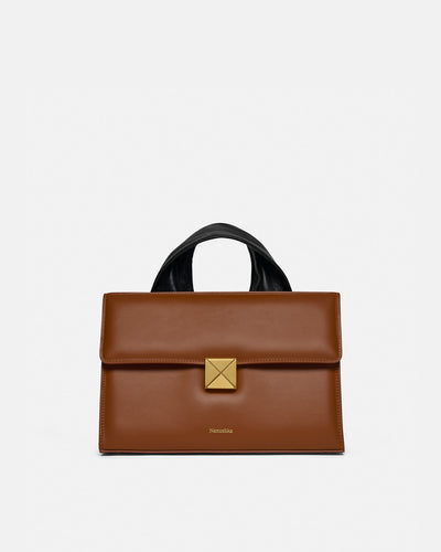 The SANDI Lock - Top Handle Bag - Tan