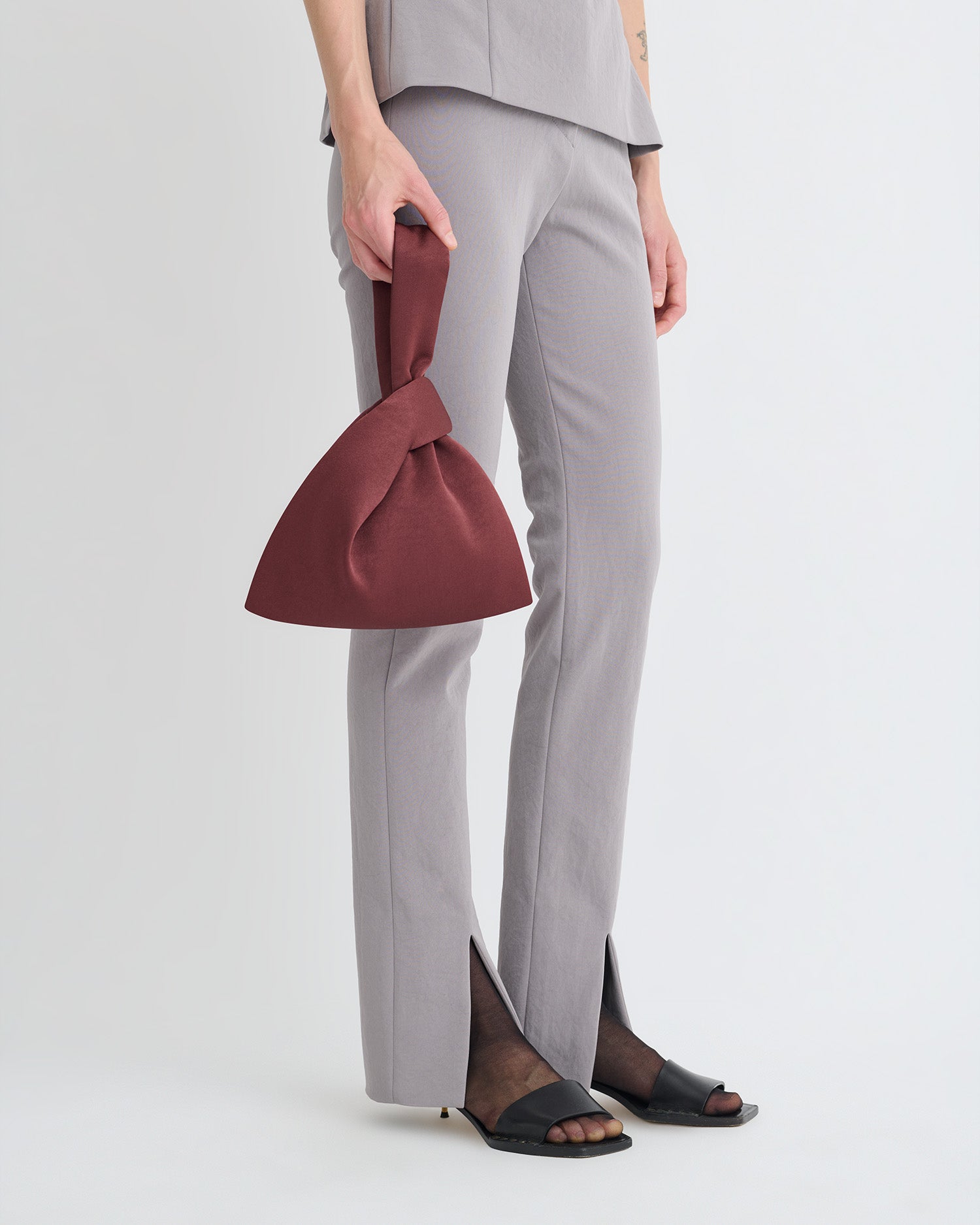 Jen Mini - Crisp Satin Evening Bag - Mahogany – Nanushka