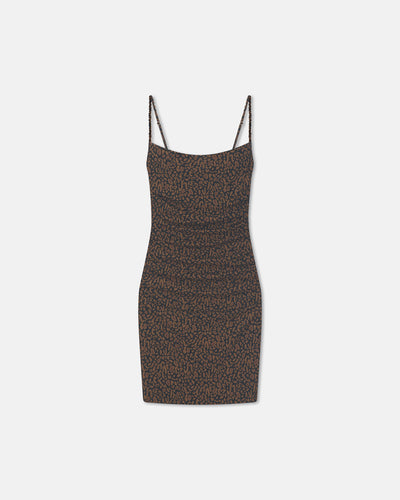 Adie - Printed Mesh-Jersey Dress - Brown Ocelot