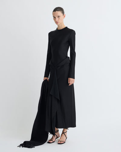 Diah - Crisp Satin Dress - Black
