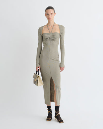 Aponi - Mesh Jersey Dress - Fog