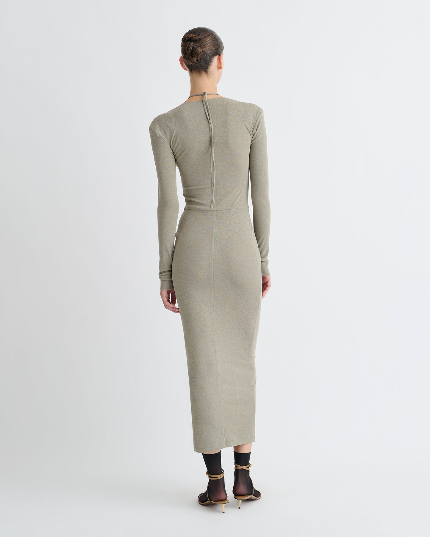 Aponi - Mesh Jersey Dress - Fog