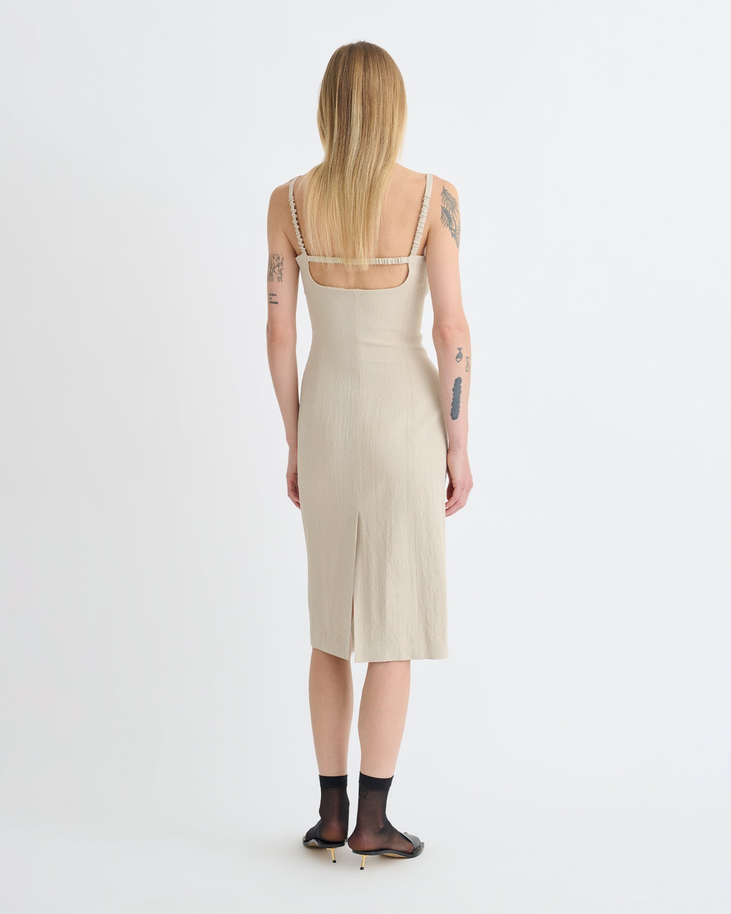 Vittoria - Seersucker Suiting Dress - Sand