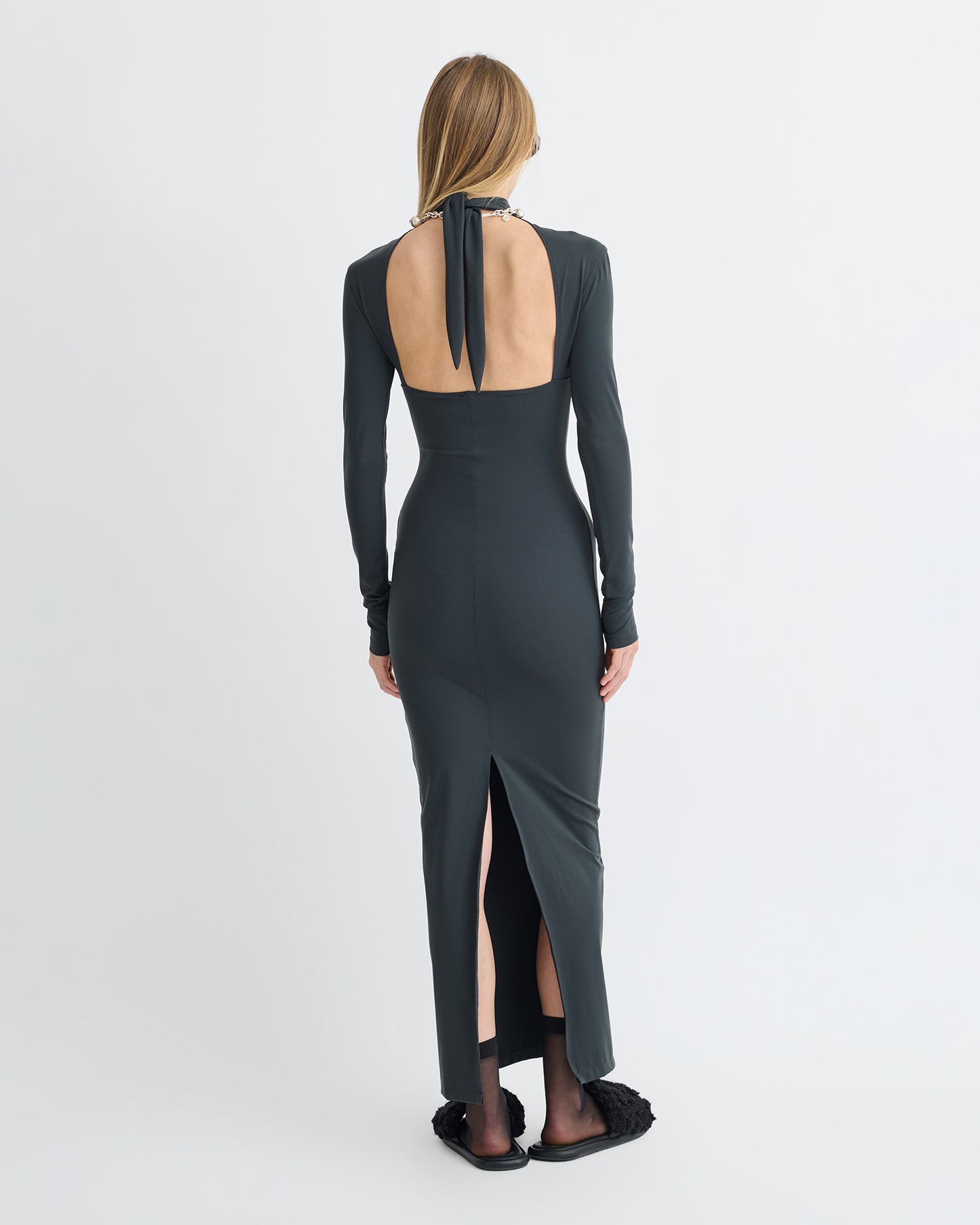 Glinda - Elastic Jersey Dress - Dusty Blue