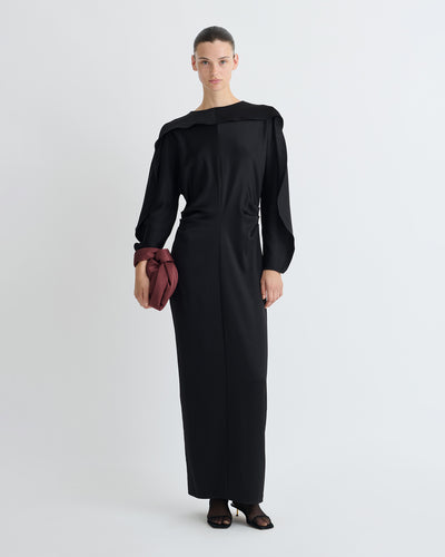 Jil - Crisp Satin Dress - Black