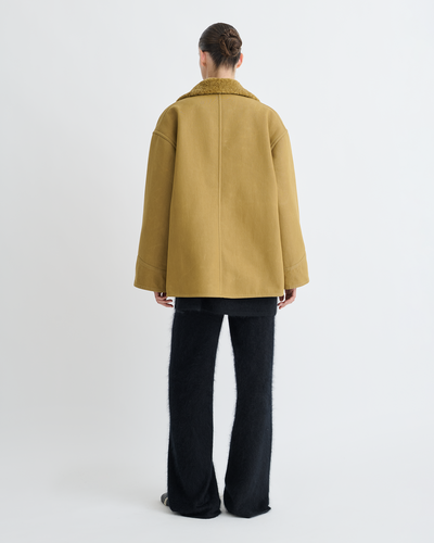 Zonta - Wax Cotton and Faux Shearling Jacket - Yellow Khaki