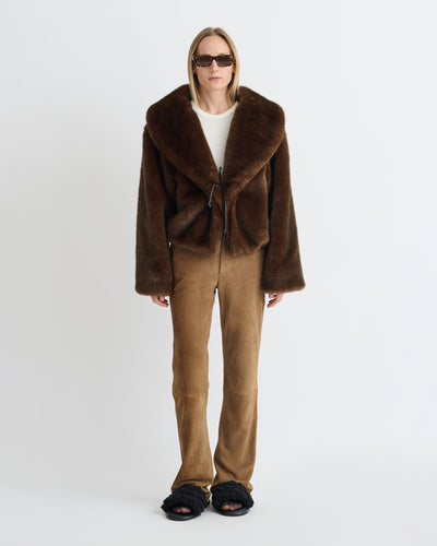 Estel - Faux Fur Jacket - Dark Brown