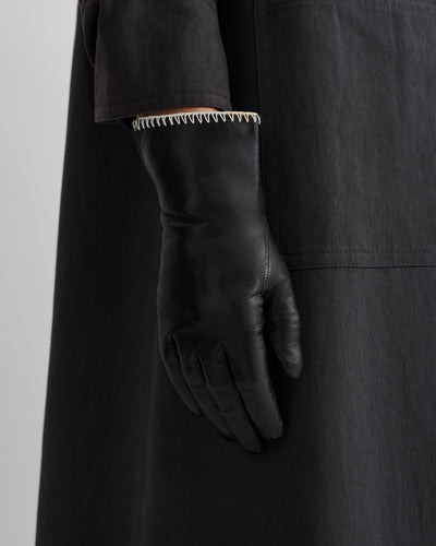 Areli - Leather/Crochet Gloves - Black/Creme