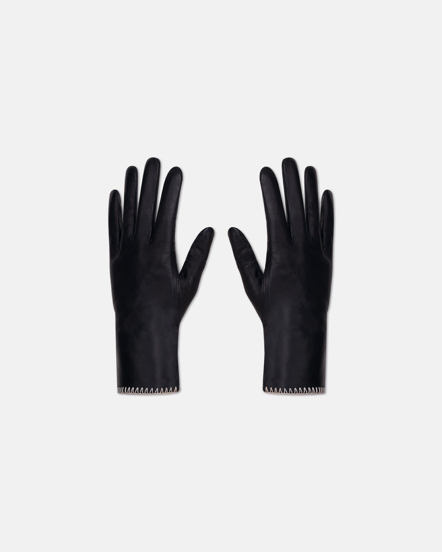 Areli - Leather/Crochet Gloves - Black/Creme