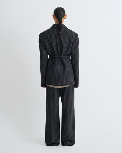 Osono - Pinstripe Wool Blazer - Black/Grey