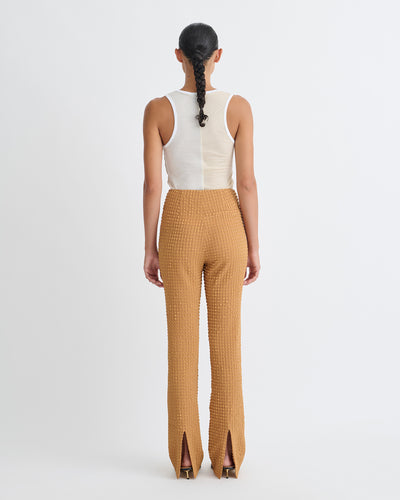 Juna - Seersucker Pants - Camel