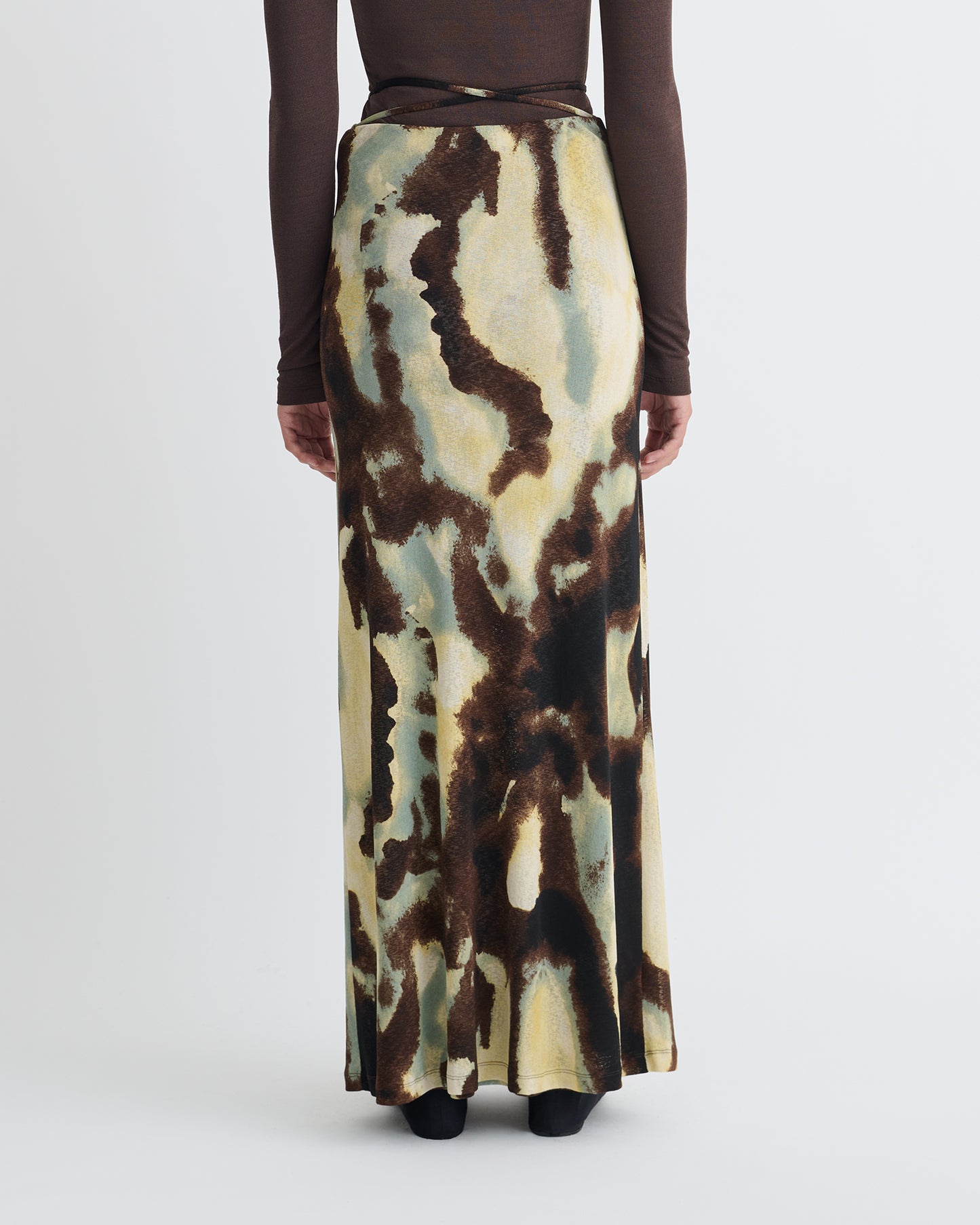 Cheyen - Mesh Jersey Long Skirt - Watercolor Sage