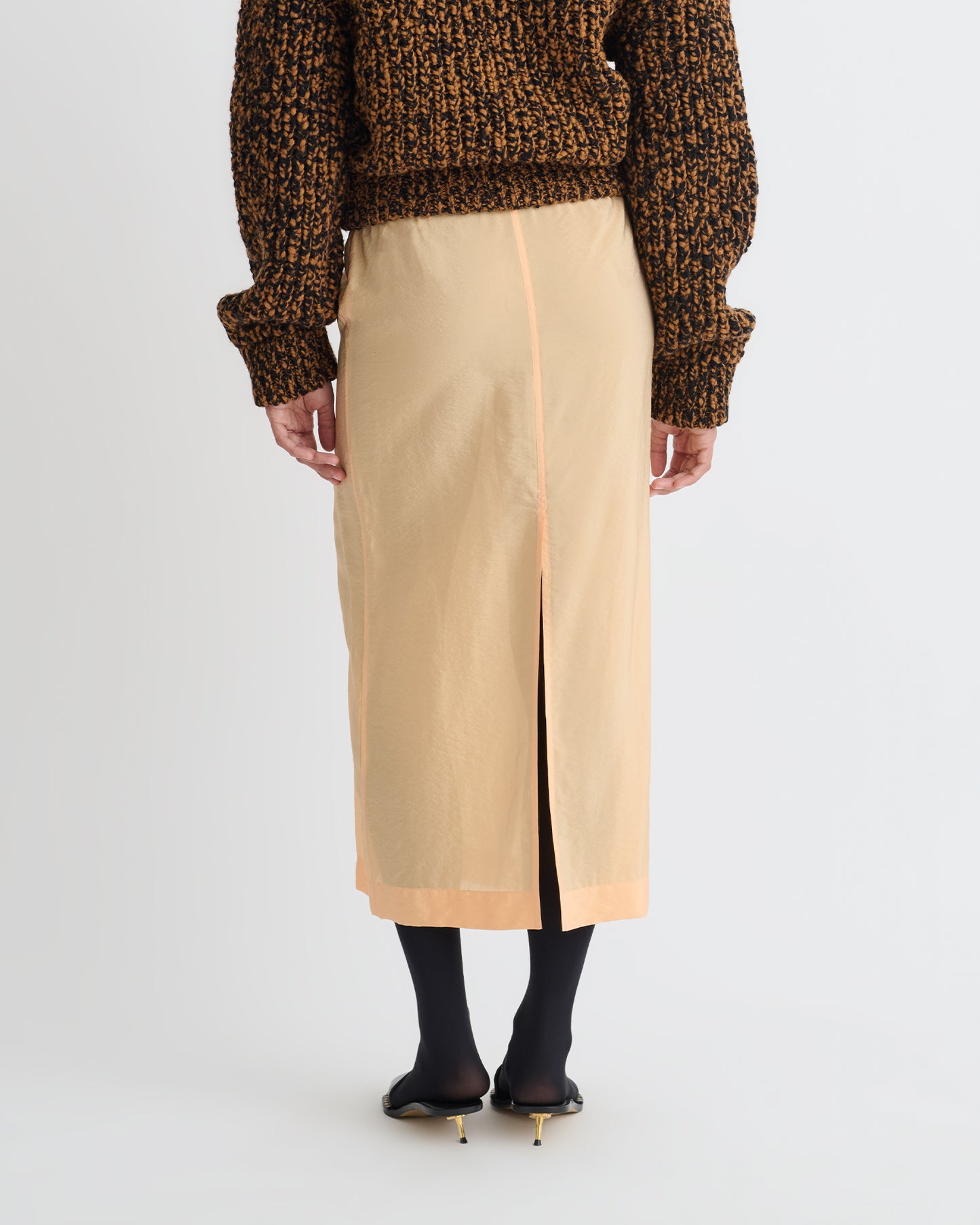 Ciar - Crepe Organza Mid-Length Skirt - Apricot