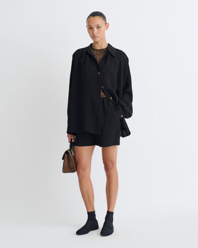 Ada - Tech Linen Shirt - Black