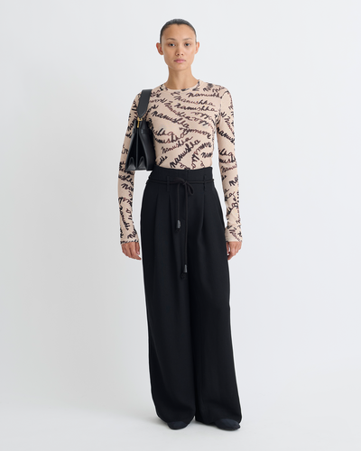 Lymee - Mesh-Jersey Top - Creme Scribble Logo