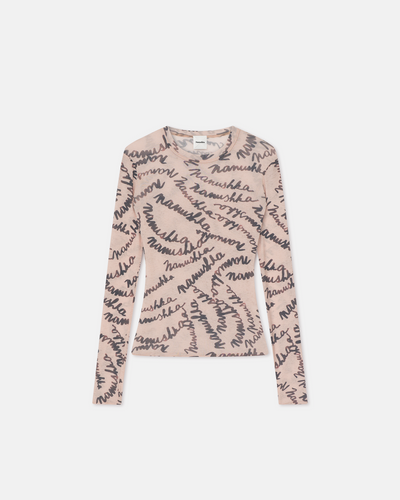 Lymee - Mesh-Jersey Top - Creme Scribble Logo