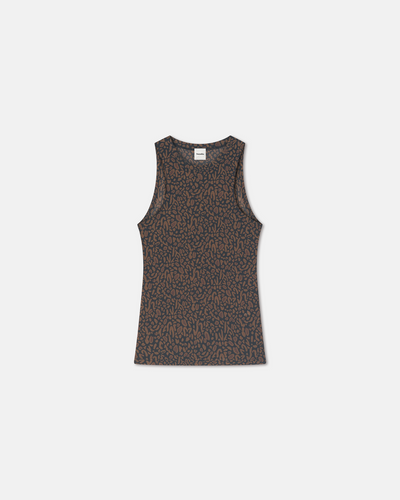 Anneke - Mesh-Jersey Tank Top - Brown Ocelot