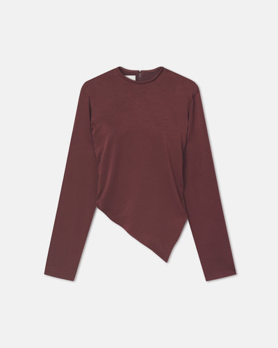 Endah - Crisp Satin Top - Mahogany