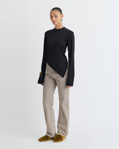 Endah - Crisp Satin Top - Black