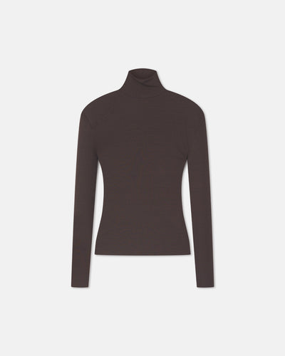 Nayeli - Mesh Jersey Long Sleeved Top - Dark Oak