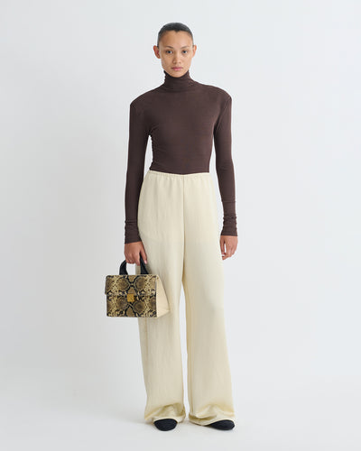 Nayeli - Mesh Jersey Long Sleeved Top - Dark Oak