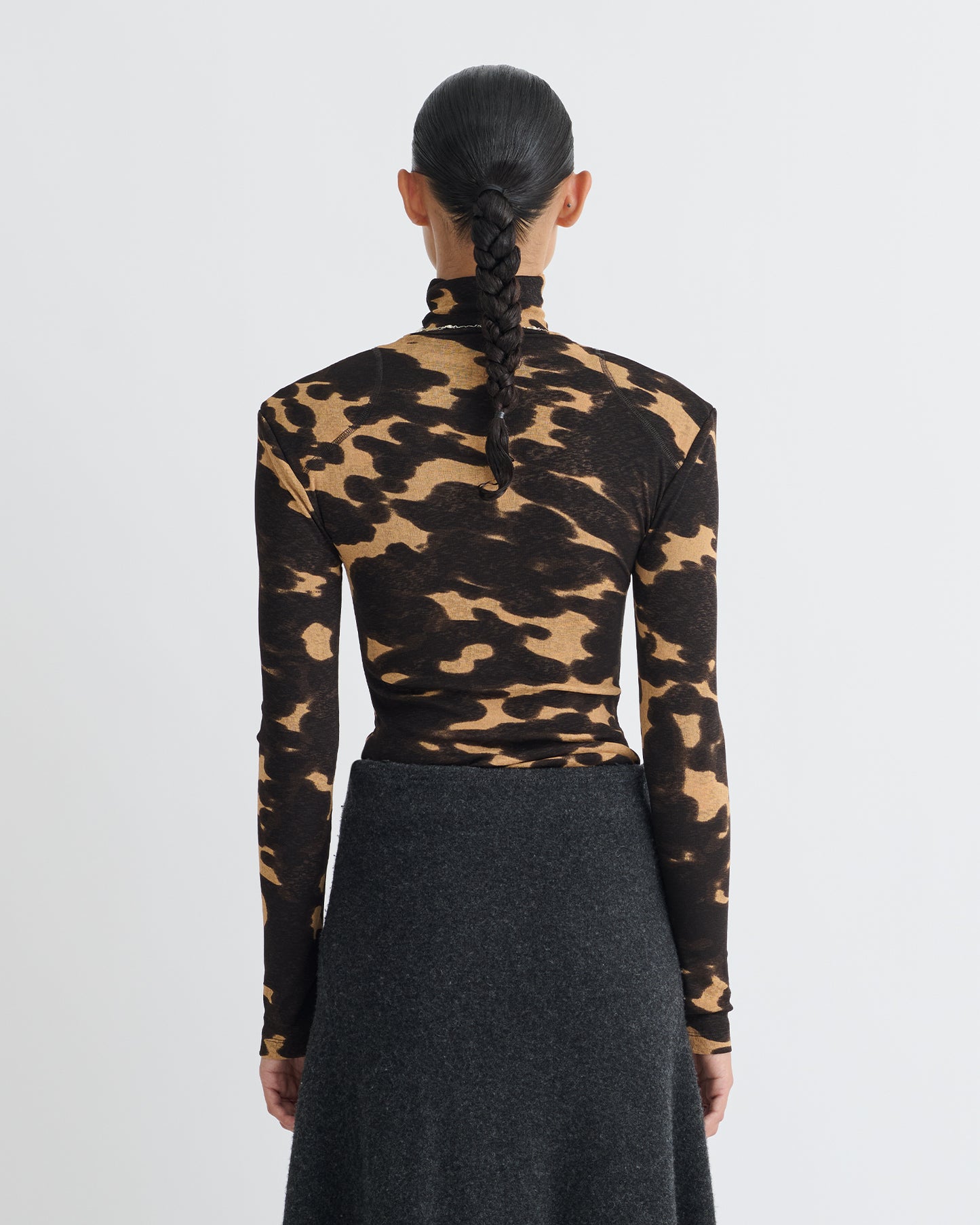 Nayeli - Mesh Jersey Long Sleeved Top - Midnight Mocha Apricot